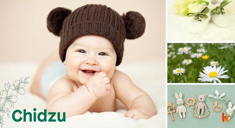 Baby Names Chidzu - Cute baby, brown knitted cap.
