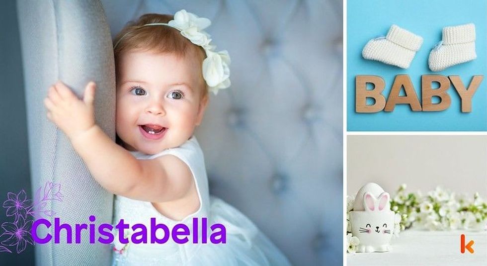Baby Names Christabella- Cute baby, white dress & headband.