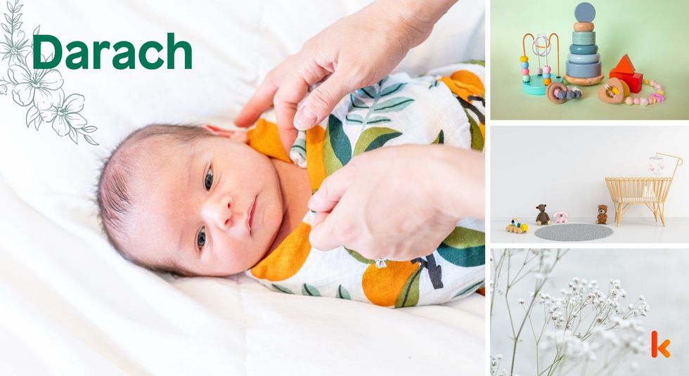 Baby Names Darach - Cute Baby wrapped in printed cloth.