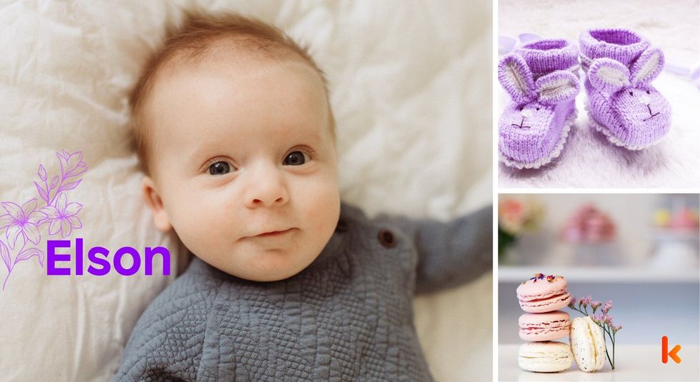 Baby Names Elson- Cute,baby, purple, booties, macrons, flowers