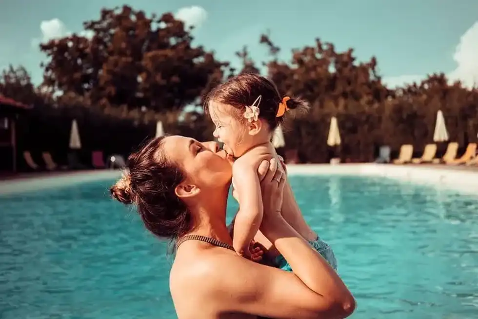 Baby on holiday after getting necessary passport.