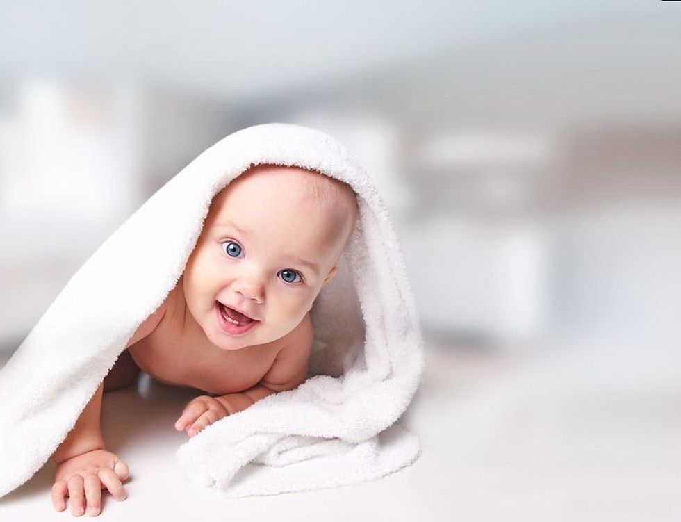 Baby portrait in towel