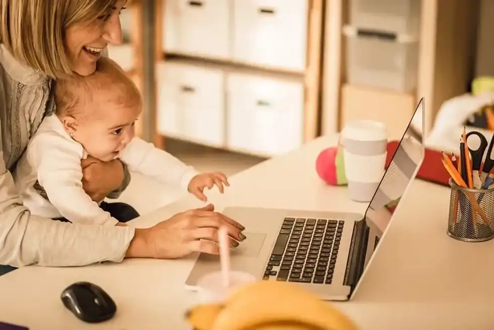 Baby watching a sensory video.