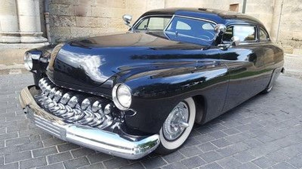 Badass black vintage, classic American muscle car