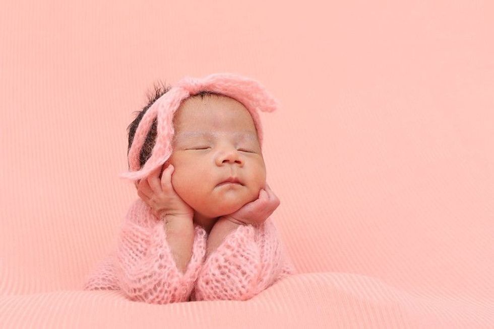 beautiful baby girl doing a photo session