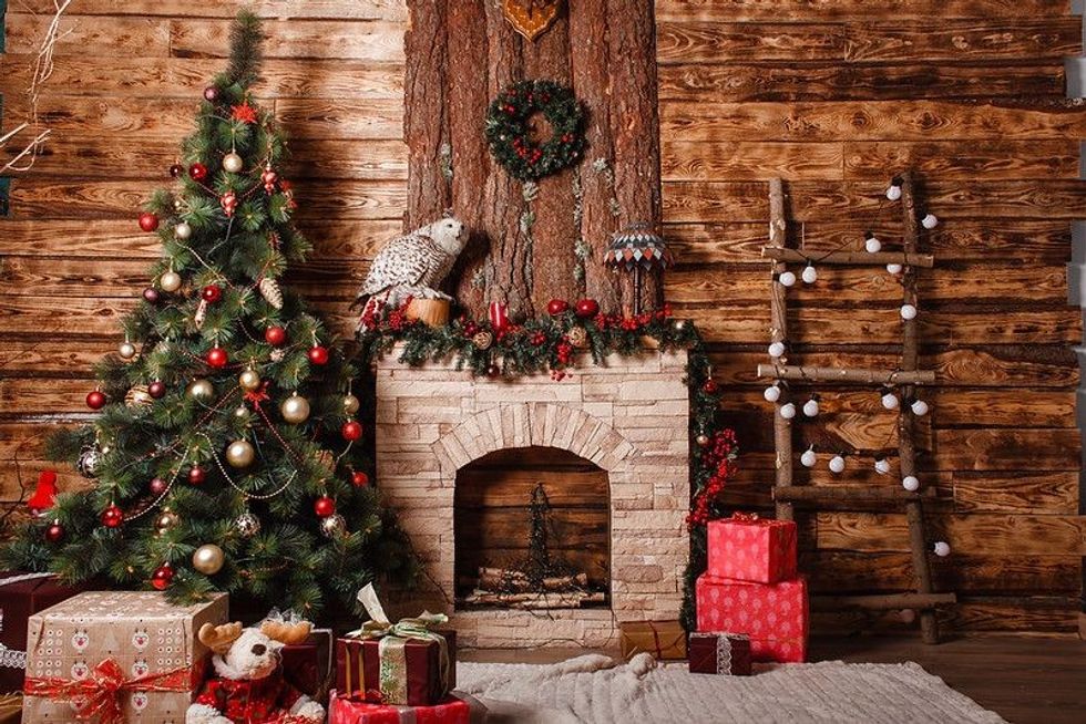 Beautiful interiors with Christmas decorations for Christmas eve