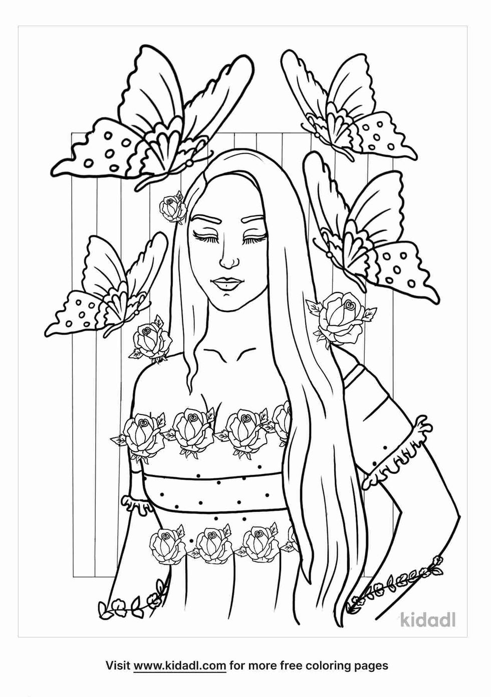 Beautiful lady coloring page for ten year old girls.