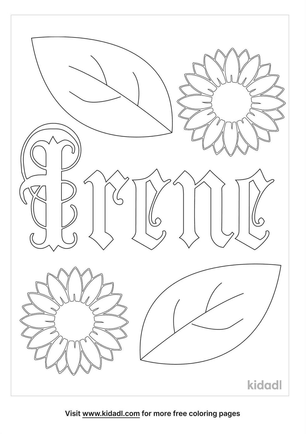 Beautiful name Irene coloring page.