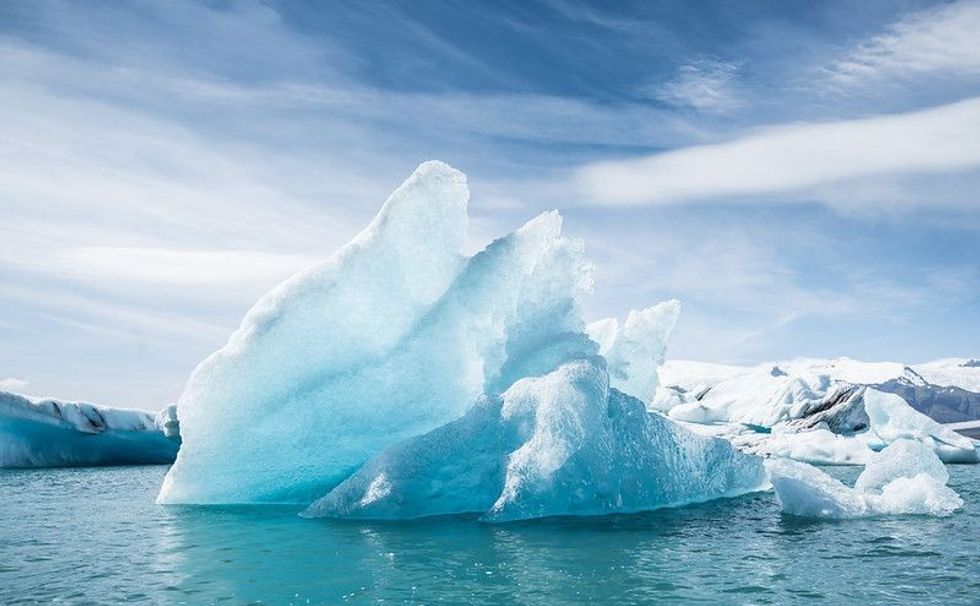 Big ice block in lake