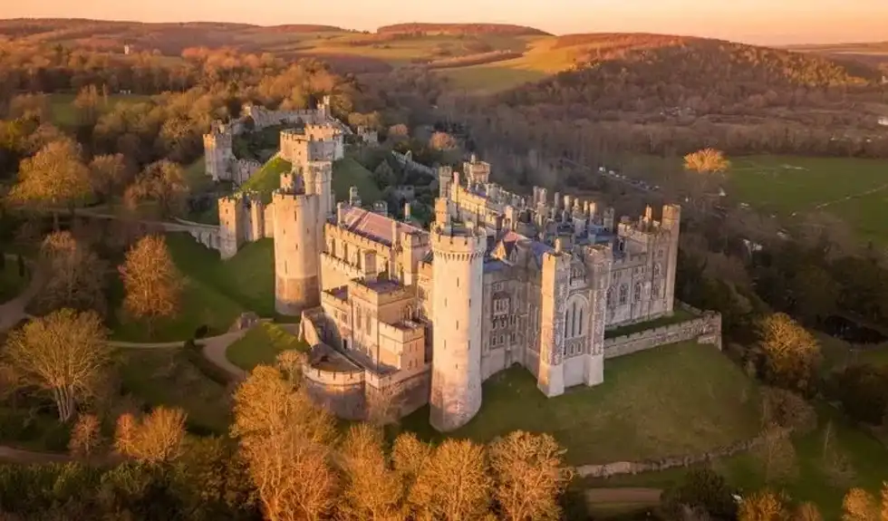 Bird eye view of Arundel Castle in UK