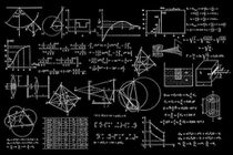 Black board with math problems