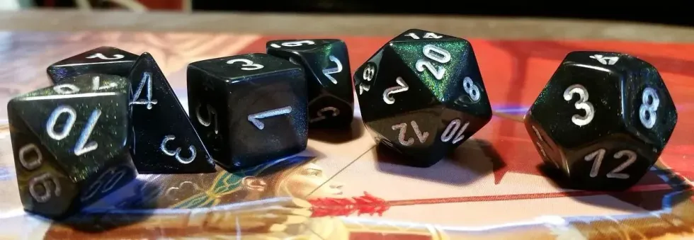 Black d20 dice from the game of Dungeons and dragons