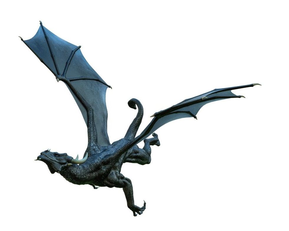 Black dragon in a white background 3d illustration