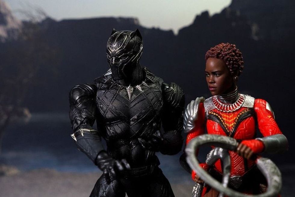 Black Panther and Nakia action figure from Black Panther Marvel comic.