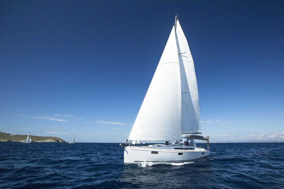 Boat in sailing regatta.