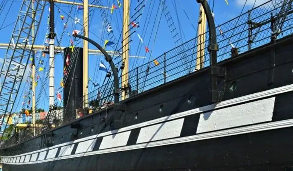 Brunel's SS Great Britain, side-on view.