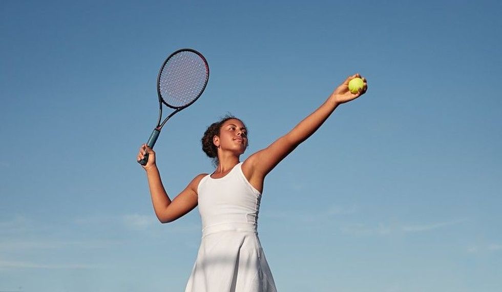 Budding female tennis player