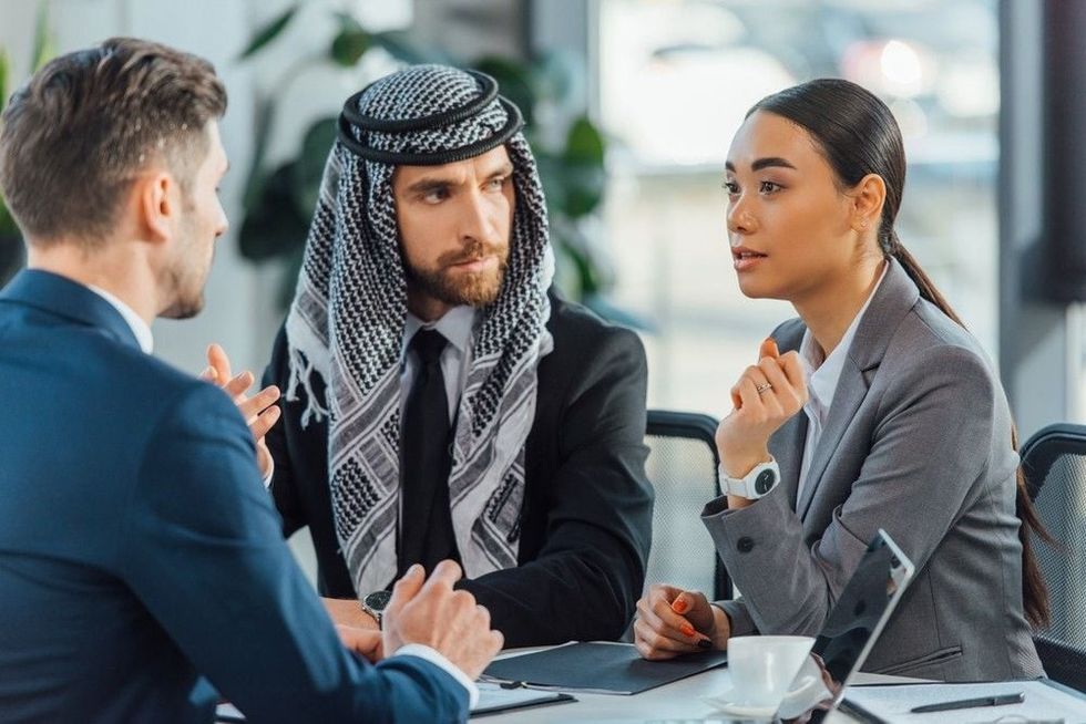 Business partners talking on meeting