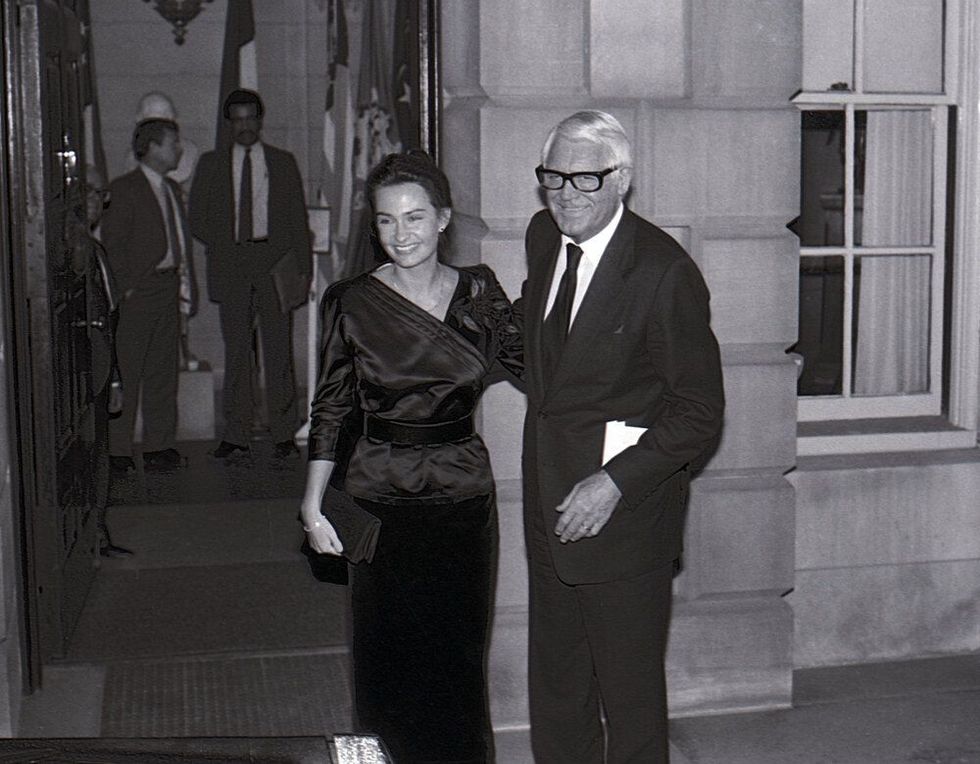 Cary Grant and his wife Barbara Grant leaving the Princess Grace Foundation