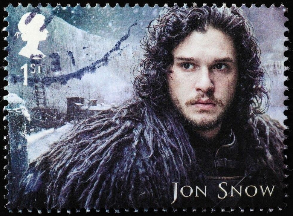 Character Jon Snow of Games of Thrones on stamp