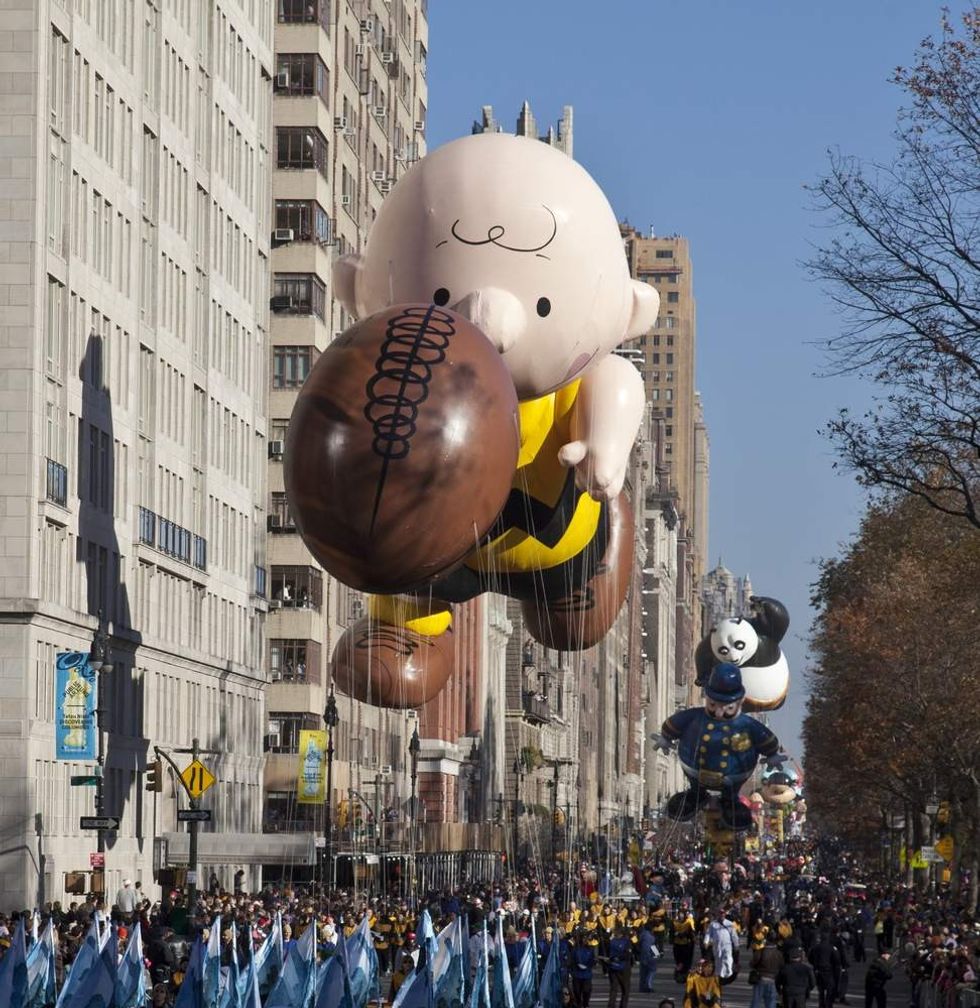 Charlie Brown balloon is flying