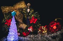 Charming Jack Skellington from Night Before Christmas surrounded by festive adornments