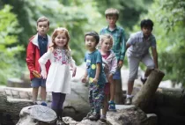 Children playing in the new children's garden