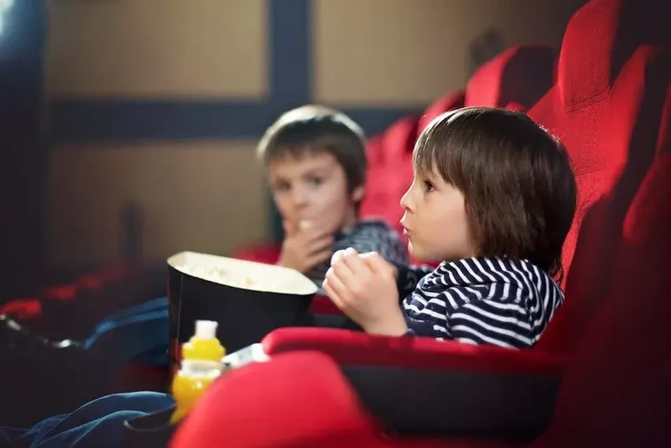 Children watching a film