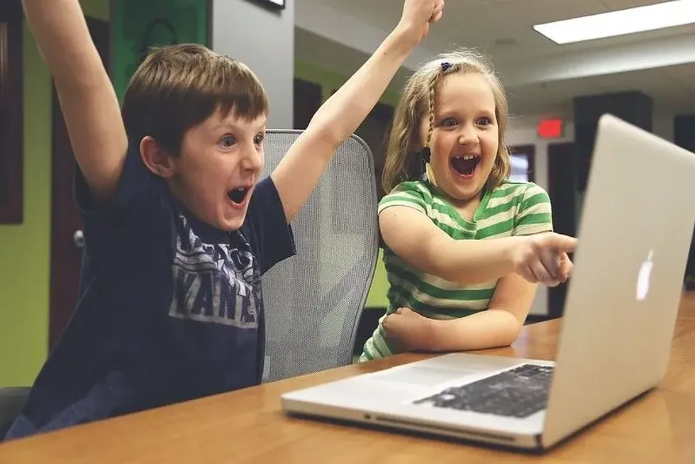 Children winning an online game