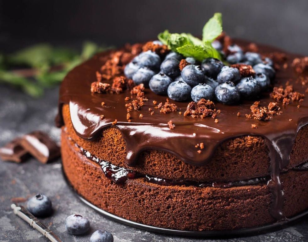Chocolate cake with berries.