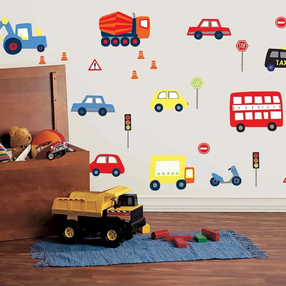 Cleverly designed transport wall stickers for car lovers.
