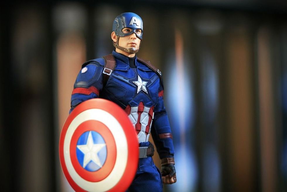 Close up shot of Captain America