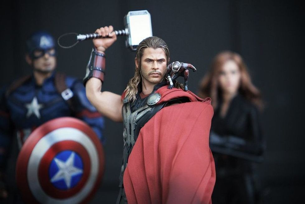 Close up shot of Thor figure in fight mode