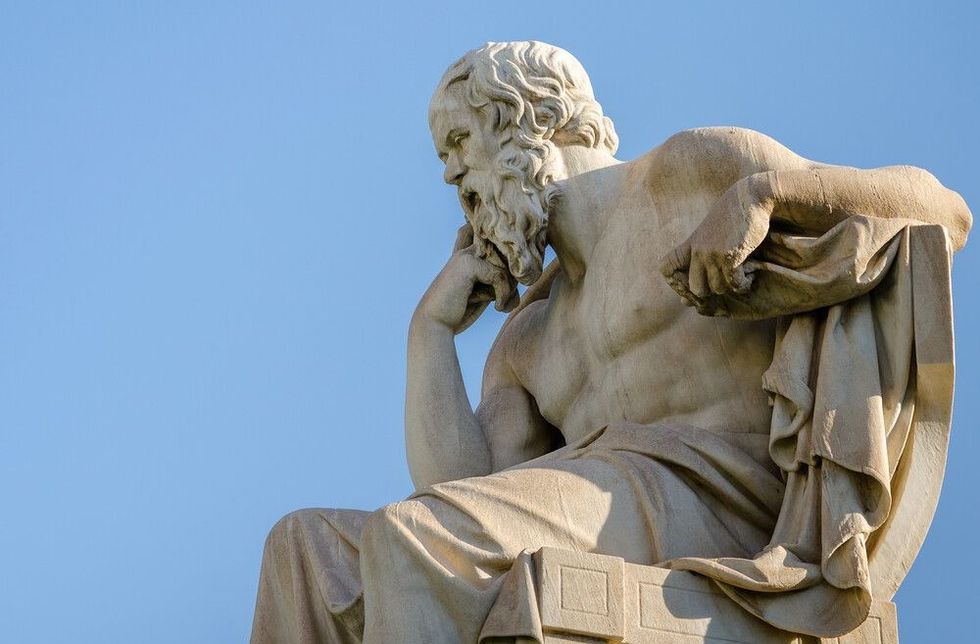 Close Up Statue of the Greek Philosopher Socrates.