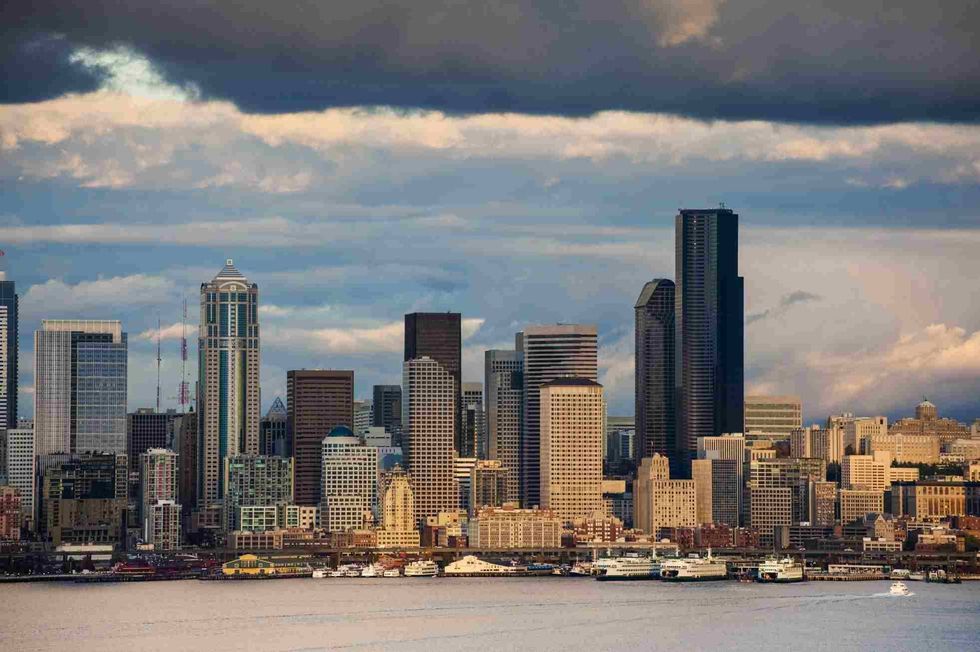 Cloudy Seattle Skyline.