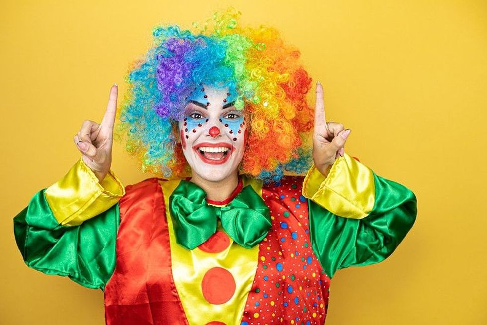 Clown makeup and costume