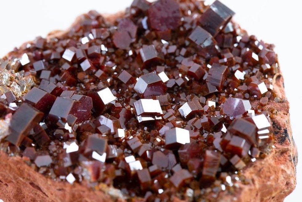 Cluster of vanadinite mineral ore of a vanadium