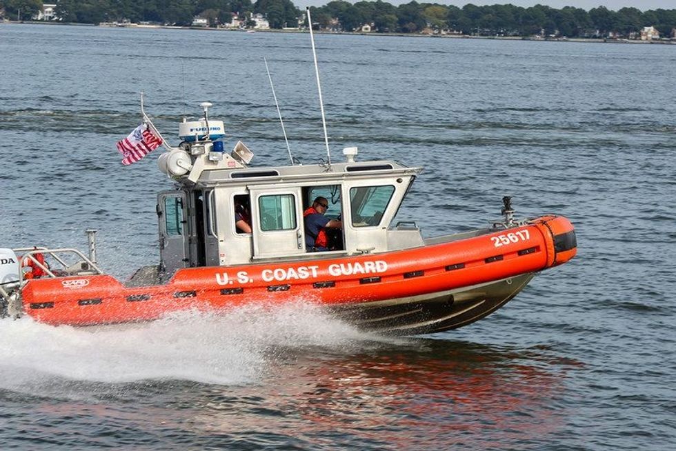 Coast guard board in the sea