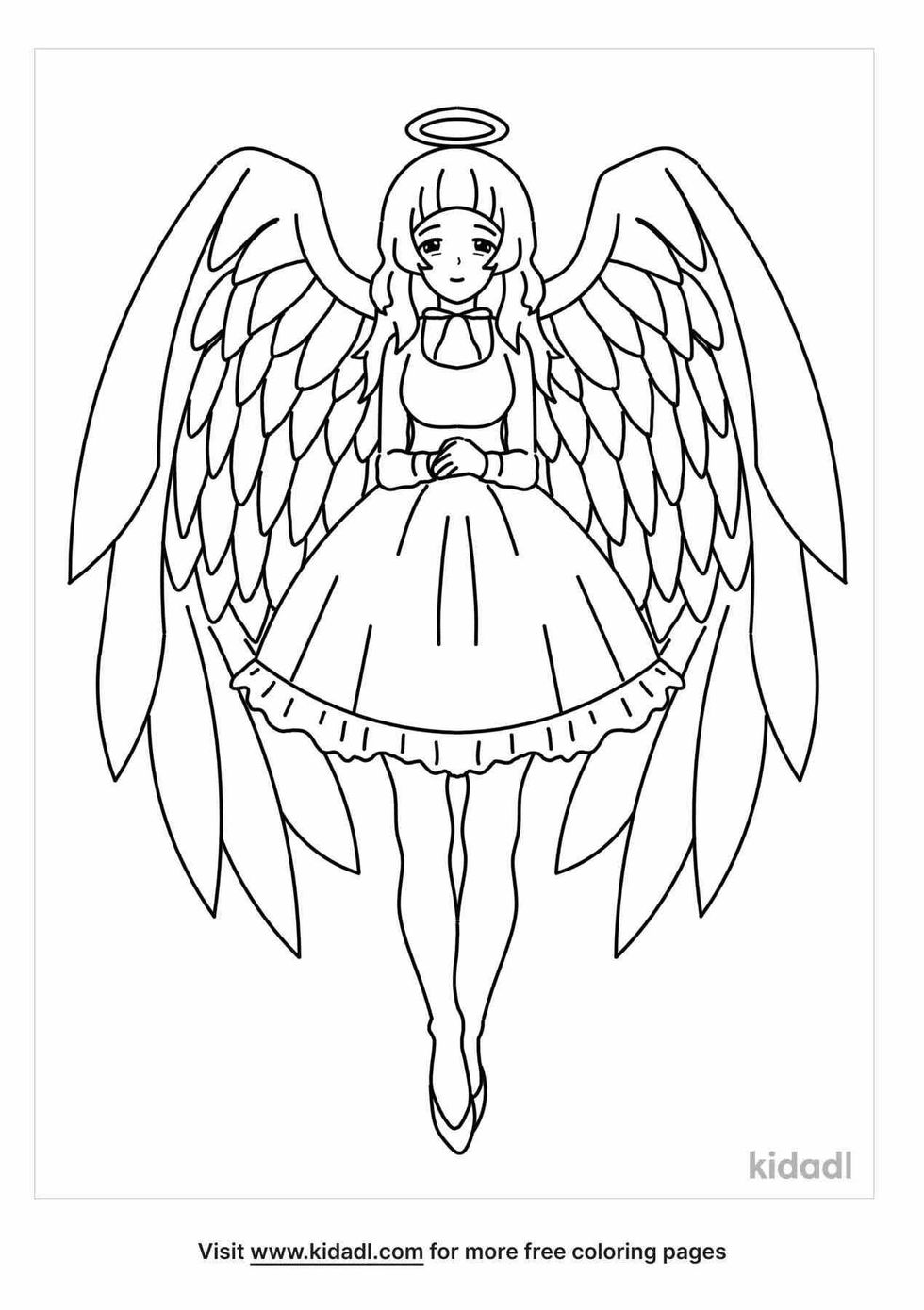 coloring page containing anime angel