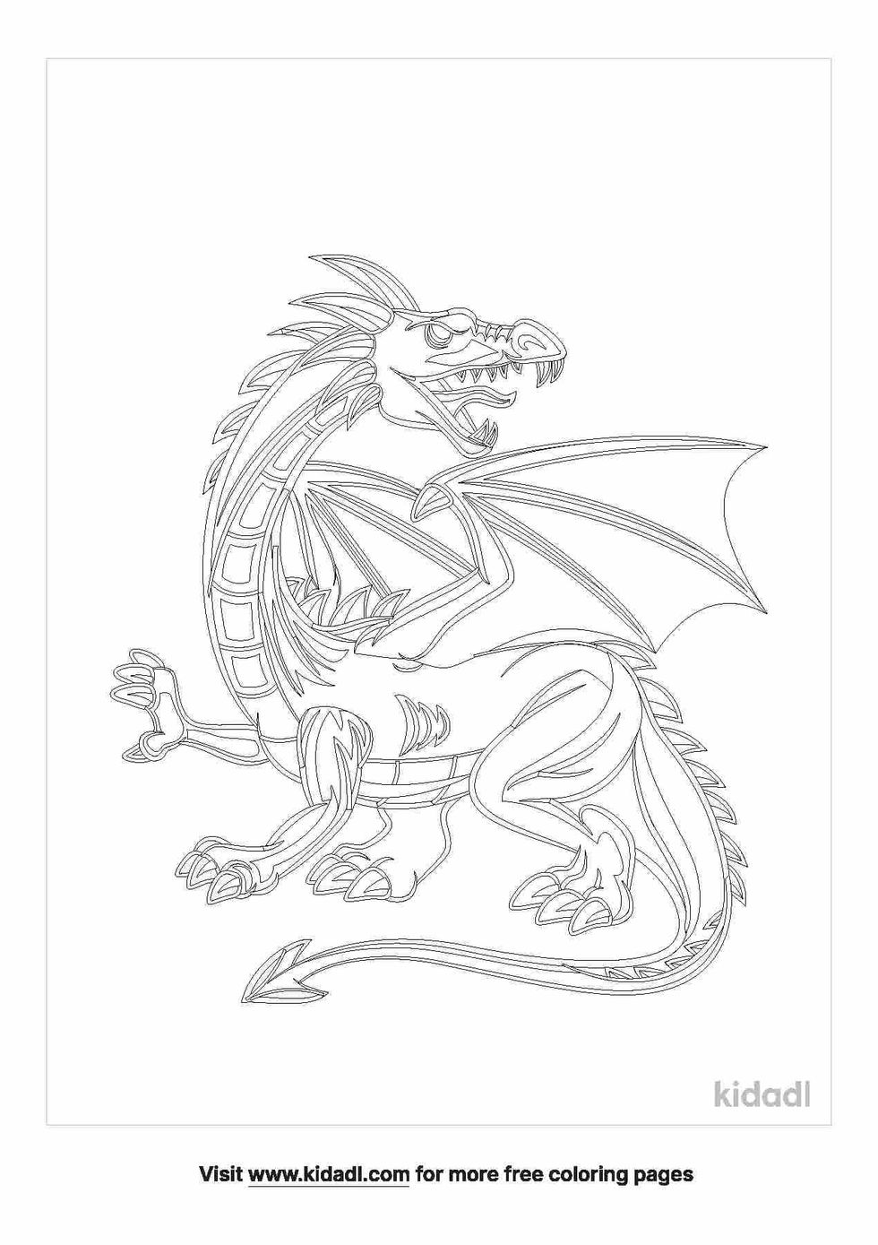 coloring page that contain angry dragon