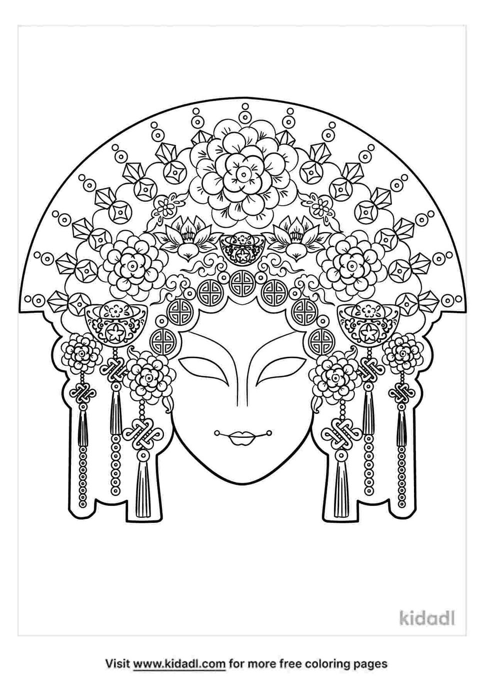 coloring page that have chinese opera mask