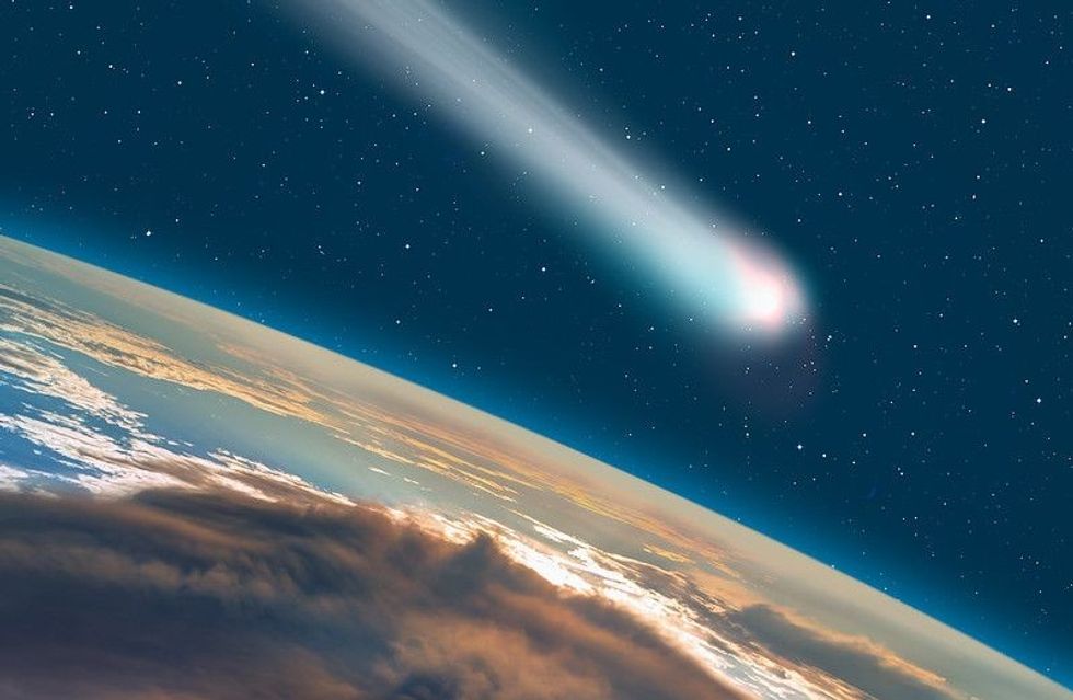 Comet moving in the space.