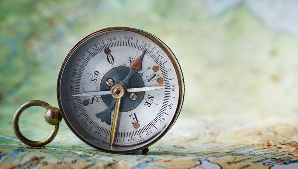 Compass with a map in background