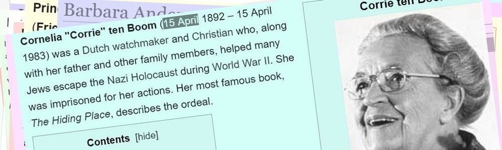 Corrie Ten Boom was the youngest child of a professional watchmaker family