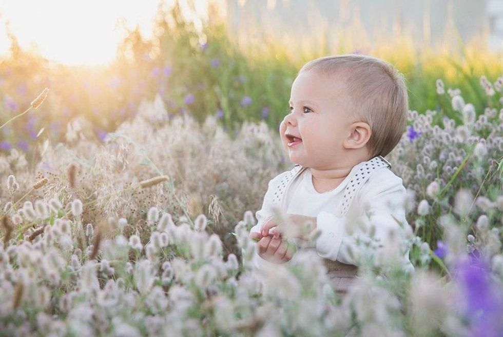 Cute Catalan baby girl smiling
