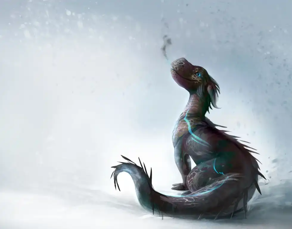 Cute dragon trying to spew fire out of it's mouth