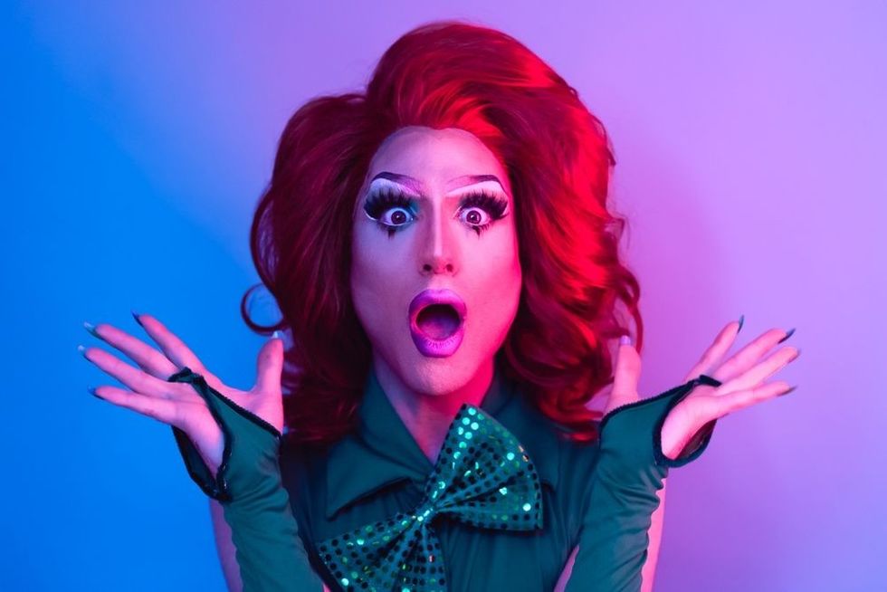 Drag queen acting surprised