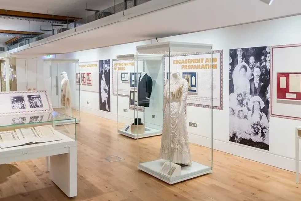 Exhibition of clothes and artefacts at The Jewish Museum.
