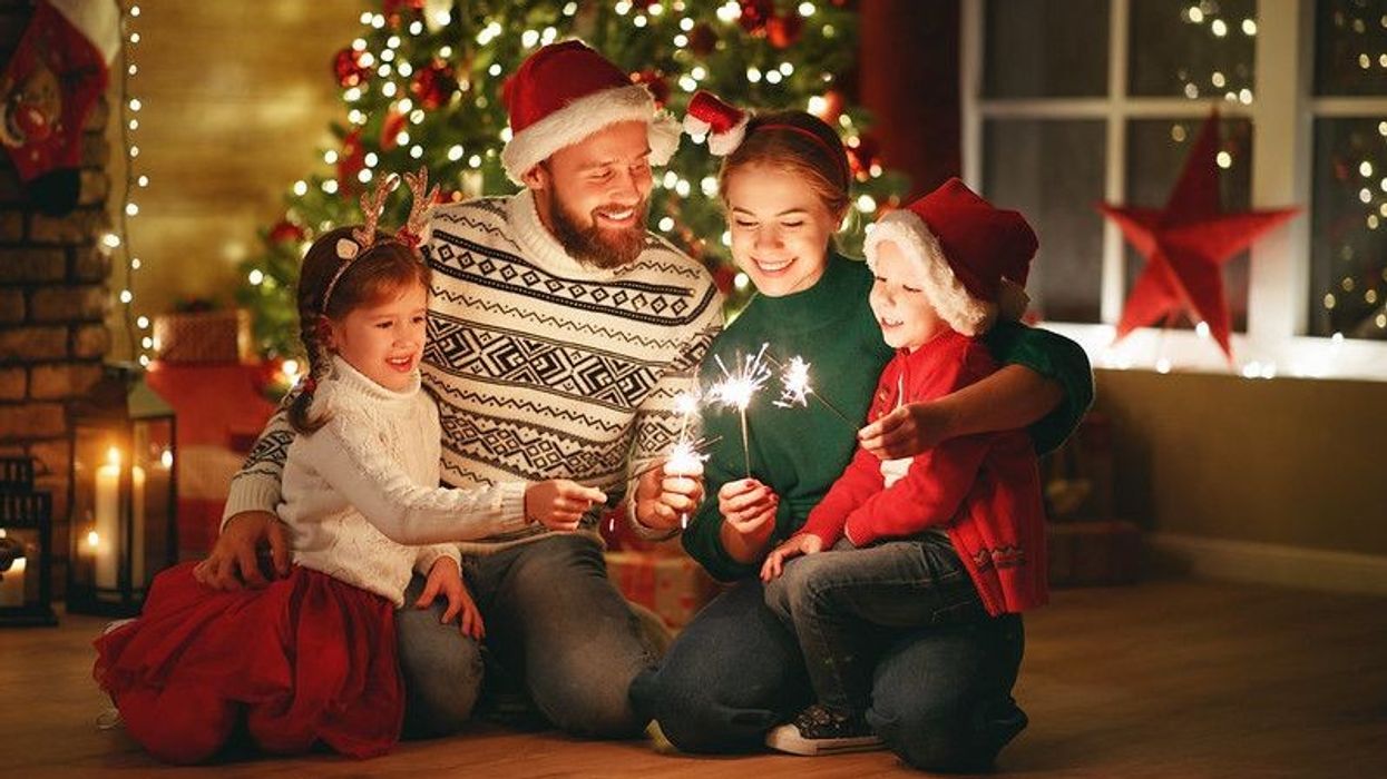 Family celebrating Christmas on Christmas Eve