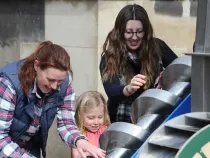 Family having fun at an exhibition